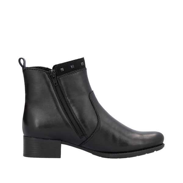 Rieker 78657-00 Ladies Black Leather Side Zip Ankle Boots-elevate your sole
