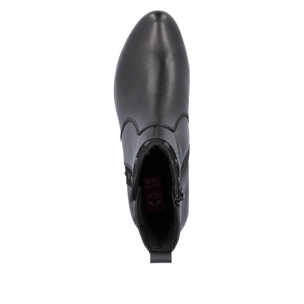 Rieker 78657-00 Ladies Black Leather Side Zip Ankle Boots-elevate your sole