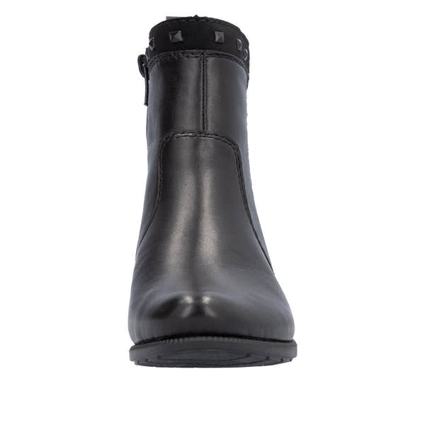 Rieker 78657-00 Ladies Black Leather Side Zip Ankle Boots-elevate your sole