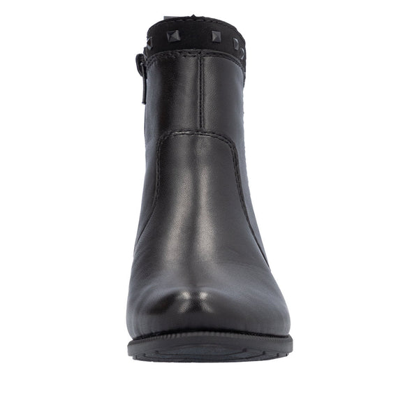 Rieker 78657-00 Ladies Black Leather Side Zip Ankle Boots-elevate your sole
