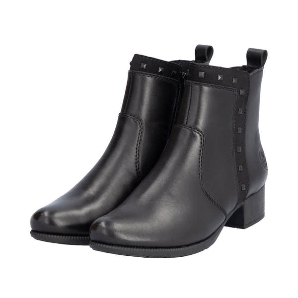Rieker 78657-00 Ladies Black Leather Side Zip Ankle Boots-elevate your sole
