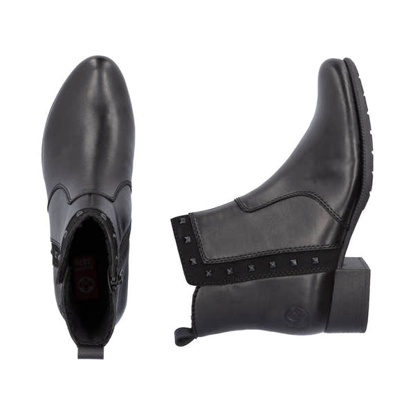 Rieker 78657-00 Ladies Black Leather Side Zip Ankle Boots-elevate your sole
