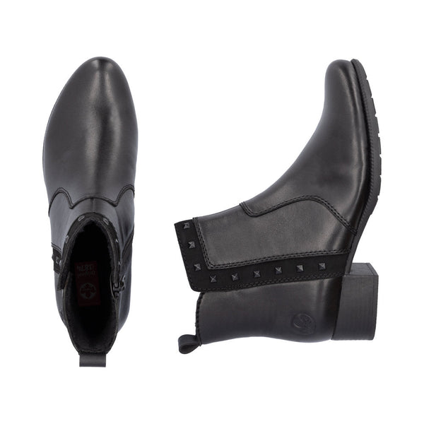 Rieker 78657-00 Ladies Black Leather Side Zip Ankle Boots-elevate your sole