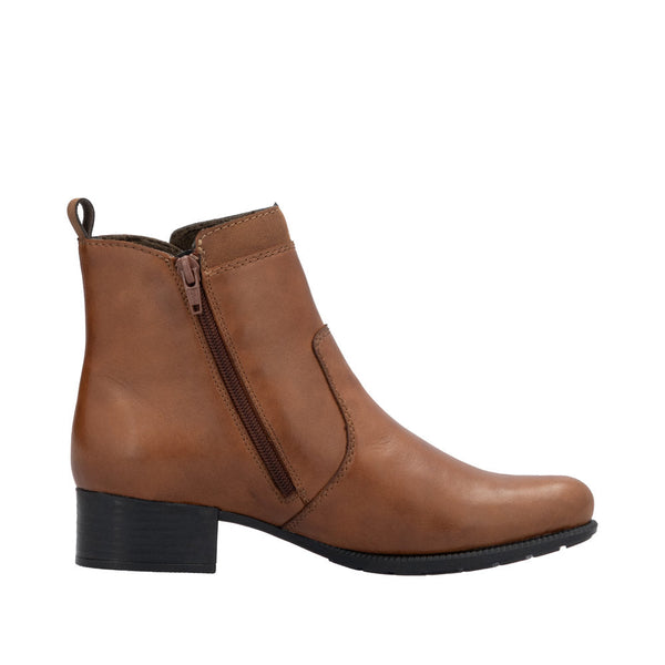 Rieker 78658-22 Ladies Brandy Leather Side Zip Ankle Boots-elevate your sole
