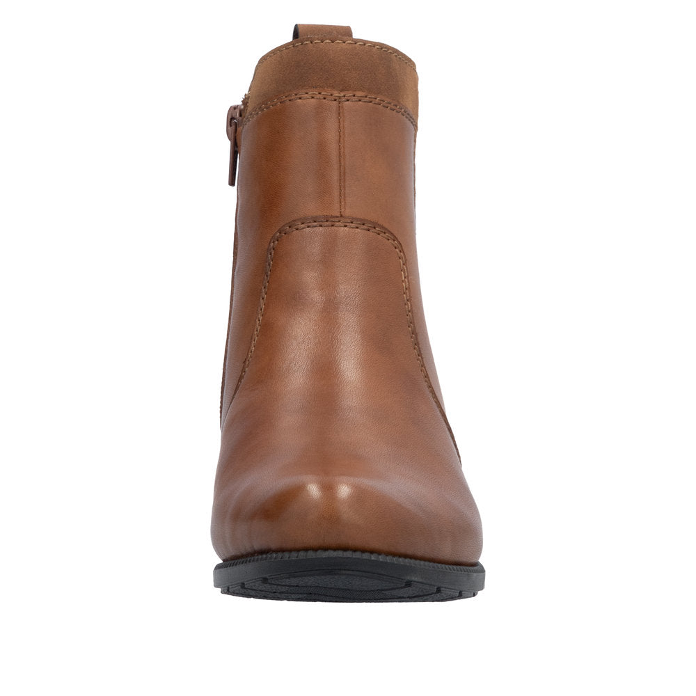 Rieker 78658-22 Ladies Brandy Leather Side Zip Ankle Boots-elevate your sole