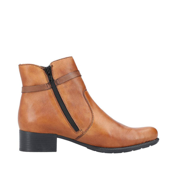 Rieker 78676-25 Ladies Tobacco Leather Side Zip Ankle Boots-elevate your sole