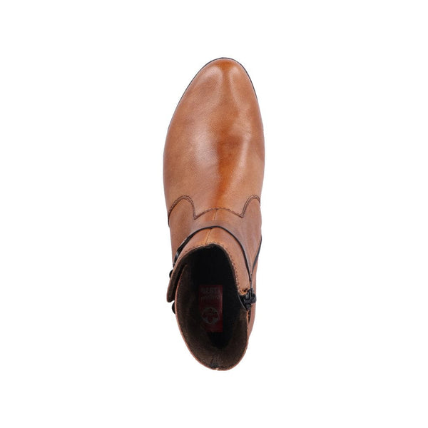 Rieker 78676-25 Ladies Tobacco Leather Side Zip Ankle Boots-elevate your sole