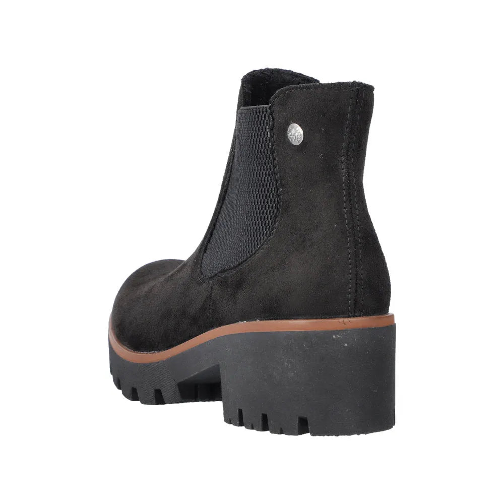 Rieker 79265-00 Ladies Black Textile Pull On Ankle Boots-elevate your sole