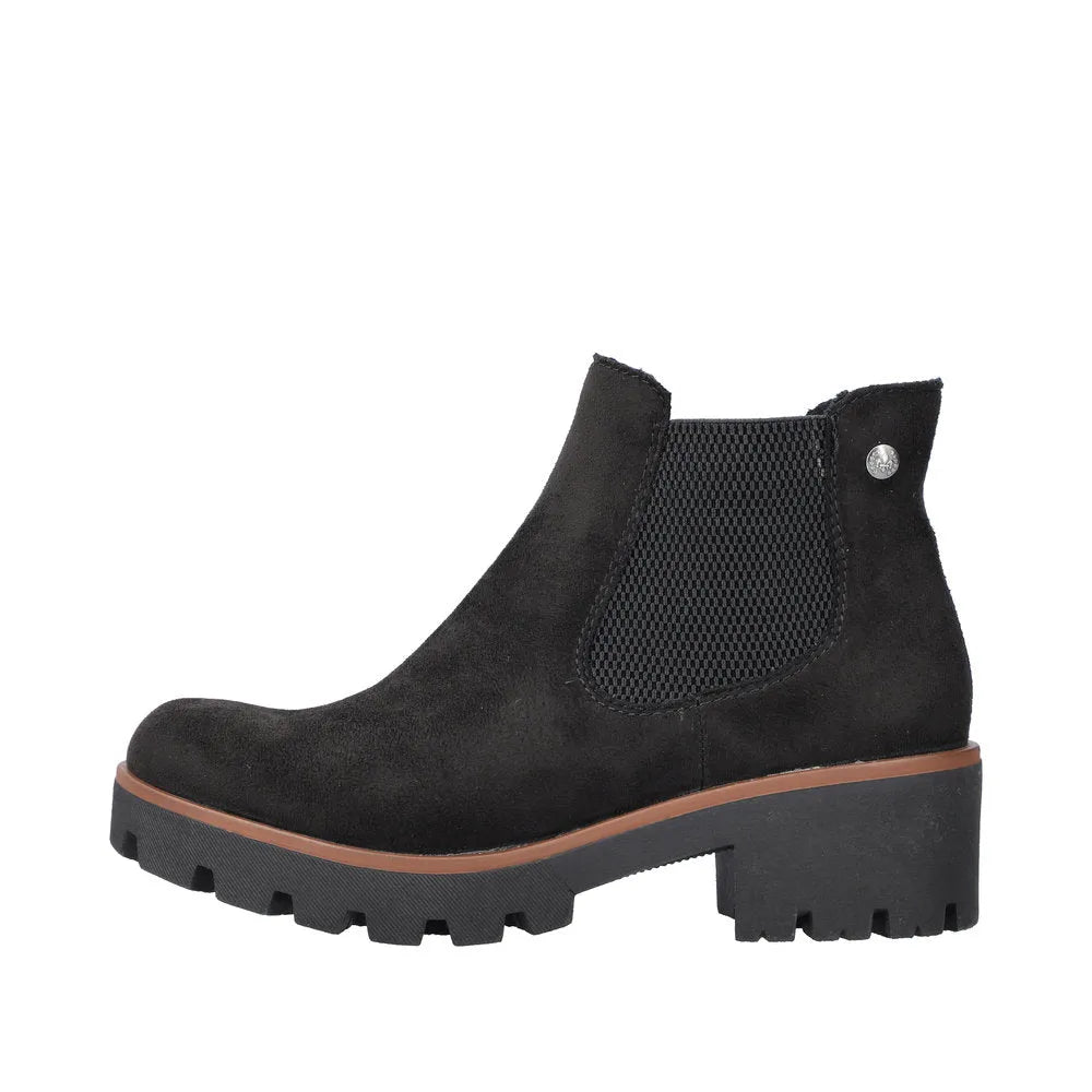 Rieker 79265-00 Ladies Black Textile Pull On Ankle Boots-elevate your sole