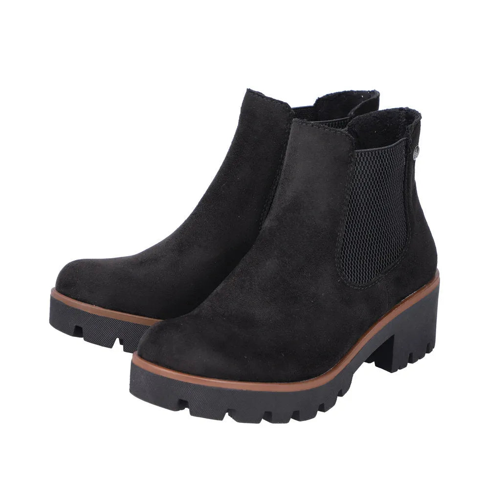 Rieker 79265-00 Ladies Black Textile Pull On Ankle Boots-elevate your sole