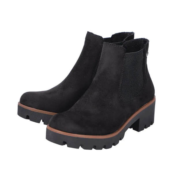 Rieker 79265-00 Ladies Black Textile Pull On Ankle Boots-elevate your sole