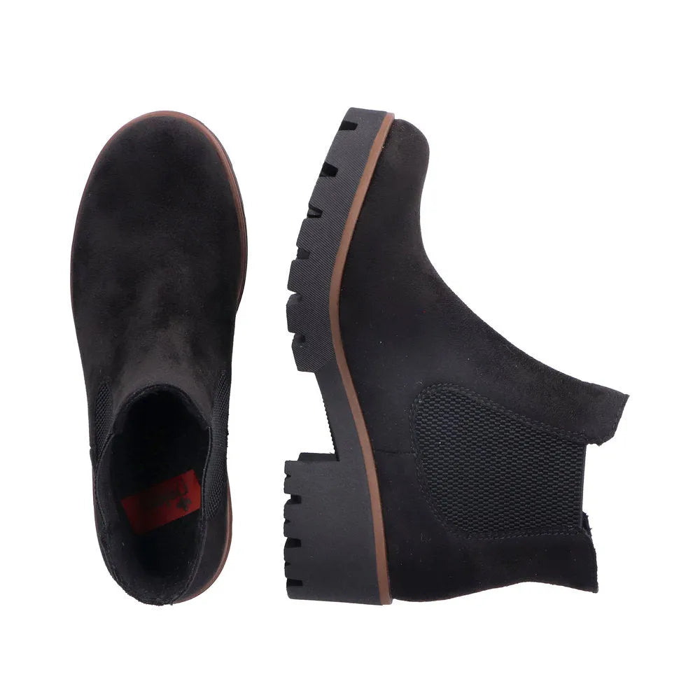 Rieker 79265-00 Ladies Black Textile Pull On Ankle Boots-elevate your sole