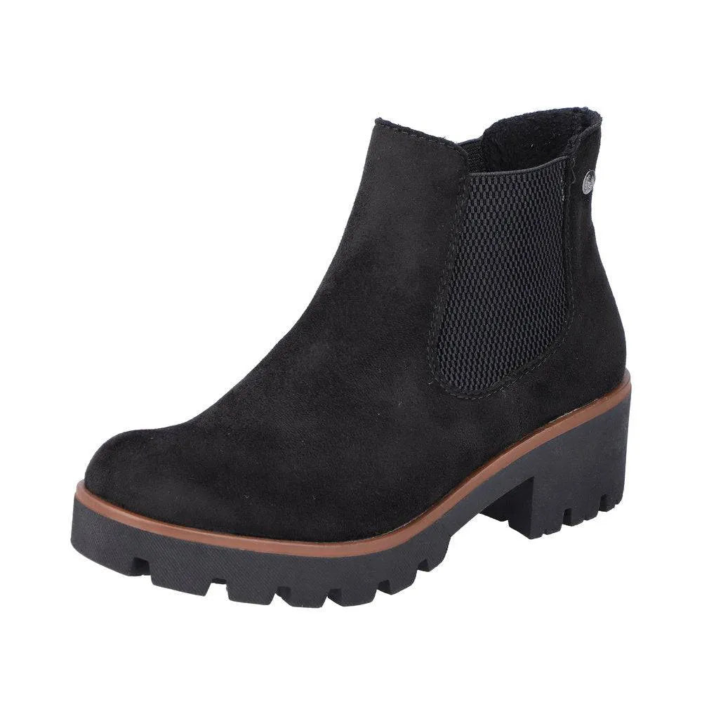 Rieker 79265-00 Ladies Black Textile Pull On Ankle Boots-elevate your sole