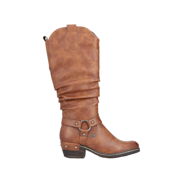 Rieker 93670-24 Ladies Brown Water Resistant Side Zip Knee High Boots-elevate your sole