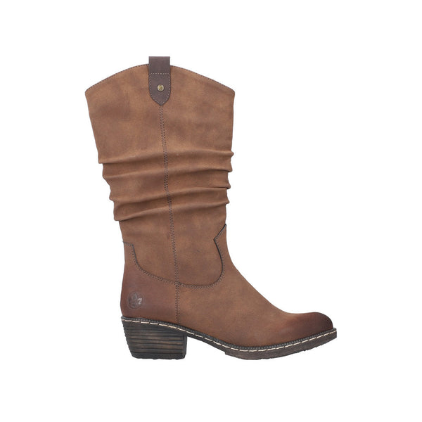 Rieker 93775-25 Ladies Brown Side Zip Mid-Calf Boots-elevate your sole