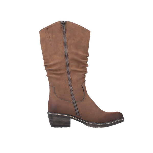 Rieker 93775-25 Ladies Brown Side Zip Mid-Calf Boots-elevate your sole