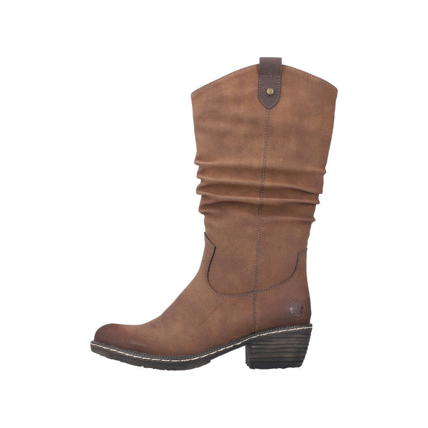 Rieker 93775-25 Ladies Brown Side Zip Mid-Calf Boots-elevate your sole