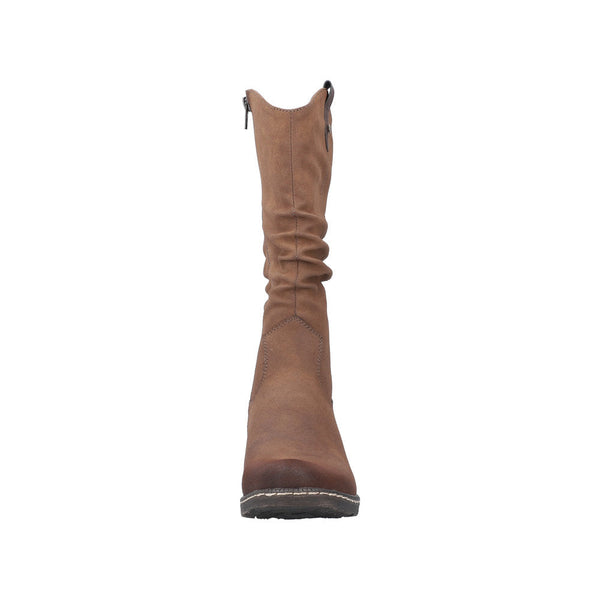 Rieker 93775-25 Ladies Brown Side Zip Mid-Calf Boots-elevate your sole