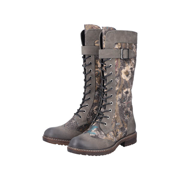 Rieker 94734-90 Ladies Multi Water Resistant Side Zip Knee High Boots-elevate your sole
