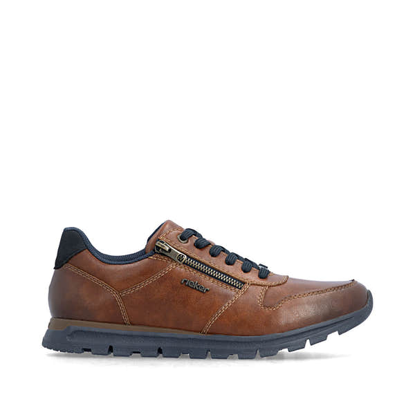 Rieker B0513-24 Mens Wide Brown Leather Zip & Lace Shoes