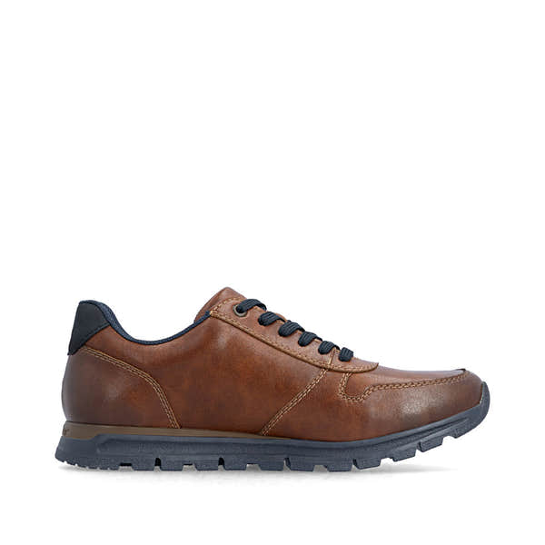 Rieker B0513-24 Mens Wide Brown Leather Zip & Lace Shoes