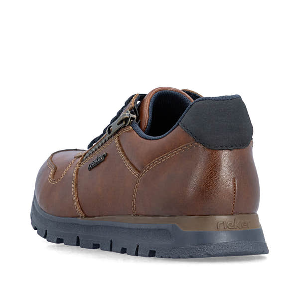 Rieker B0513-24 Mens Wide Brown Leather Zip & Lace Shoes