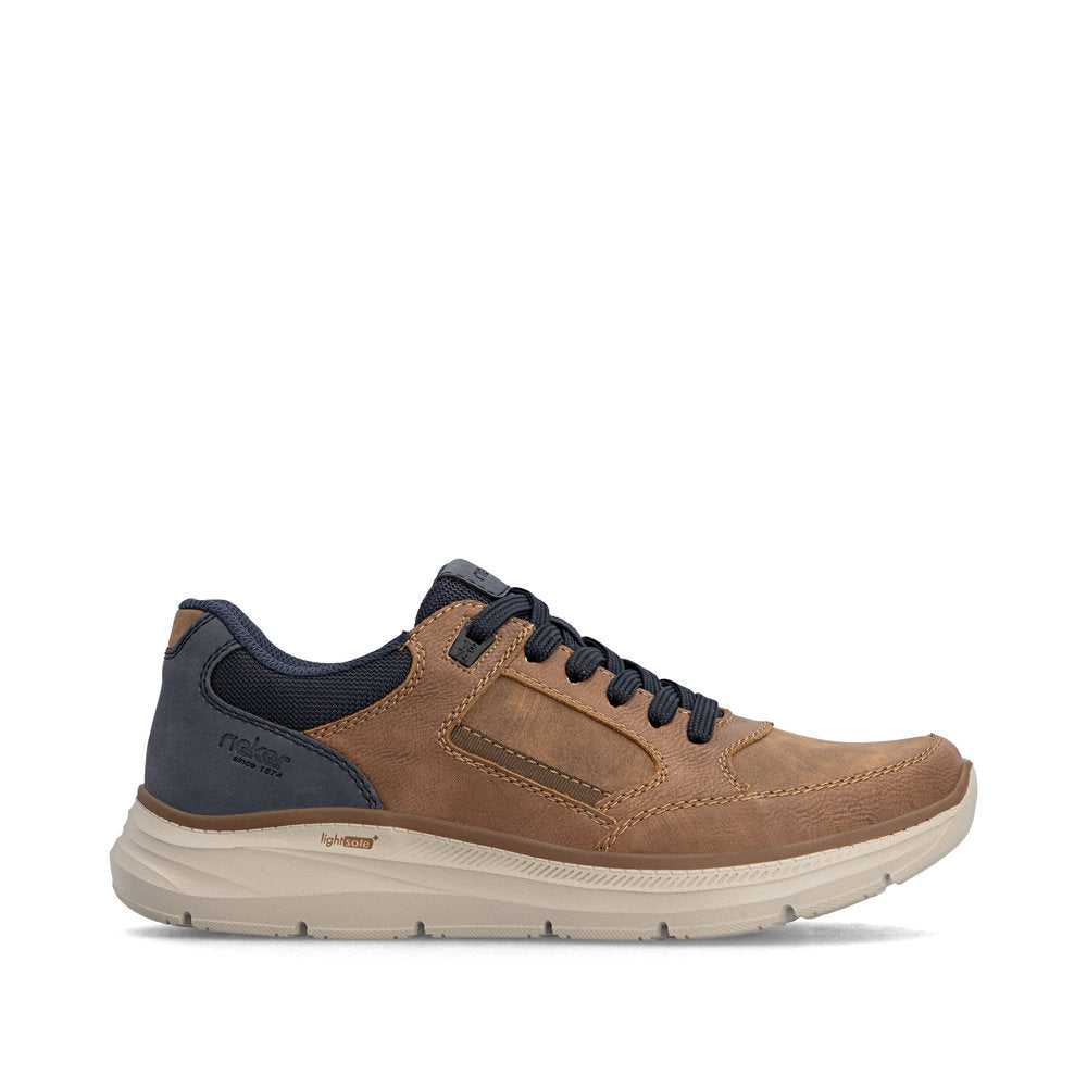 Rieker B1801-24 Mens Wide Brown/Navy Zip & Lace Shoes