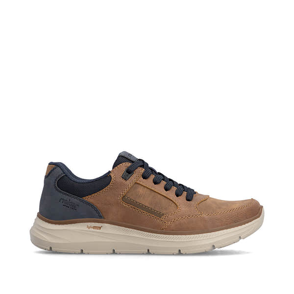 Rieker B1801-24 Mens Wide Brown/Navy Zip & Lace Shoes