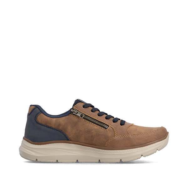 Rieker B1801-24 Mens Wide Brown/Navy Zip & Lace Shoes