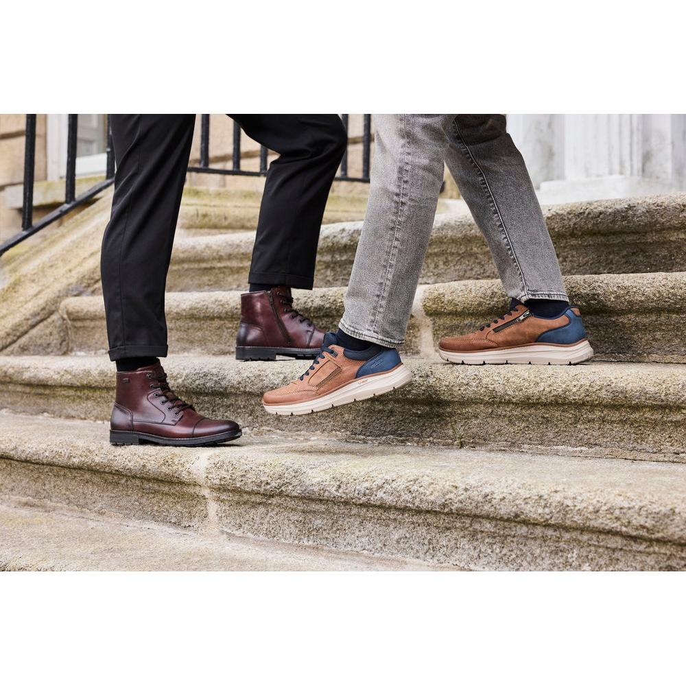 Rieker B1801-24 Mens Wide Brown/Navy Zip & Lace Shoes