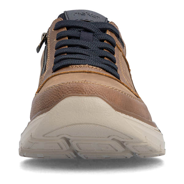 Rieker B1801-24 Mens Wide Brown/Navy Zip & Lace Shoes