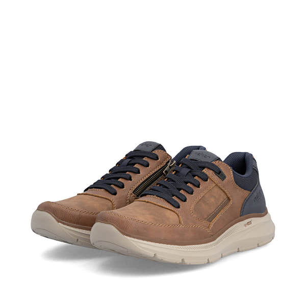 Rieker B1801-24 Mens Wide Brown/Navy Zip & Lace Shoes