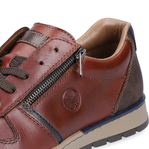 Rieker B2112-25 Mens Brown Leather Zip & Lace Shoes-elevate your sole