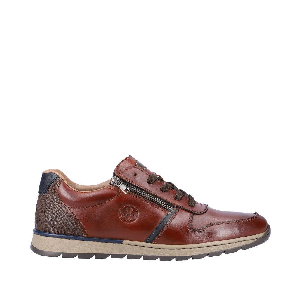 Rieker B2112-25 Mens Brown Leather Zip & Lace Shoes-elevate your sole