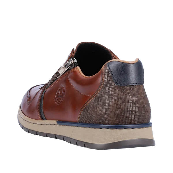 Rieker B2112-25 Mens Brown Leather Zip & Lace Shoes-elevate your sole