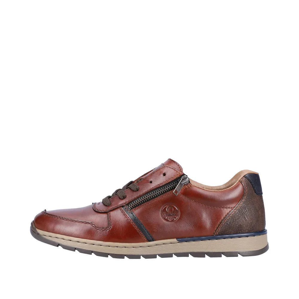 Rieker B2112-25 Mens Brown Leather Zip & Lace Shoes-elevate your sole