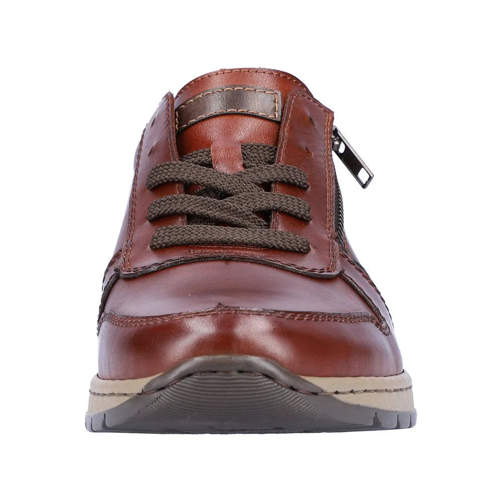 Rieker B2112-25 Mens Brown Leather Zip & Lace Shoes-elevate your sole