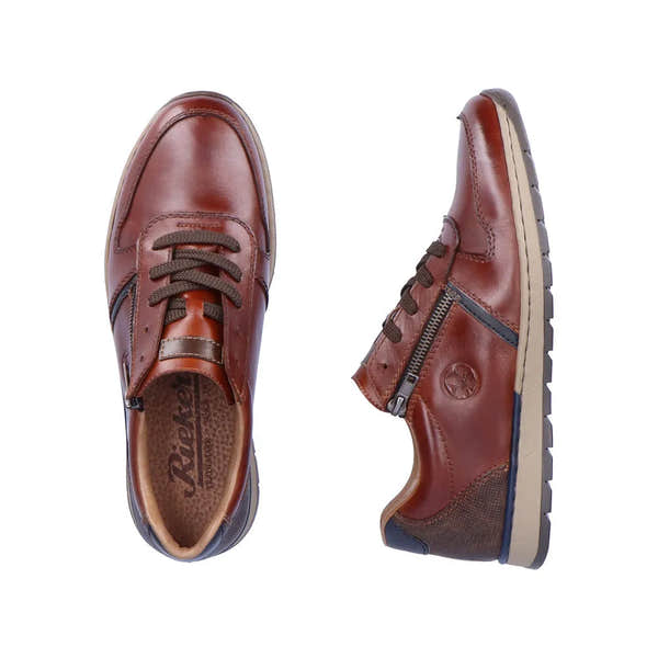 Rieker B2112-25 Mens Brown Leather Zip & Lace Shoes-elevate your sole