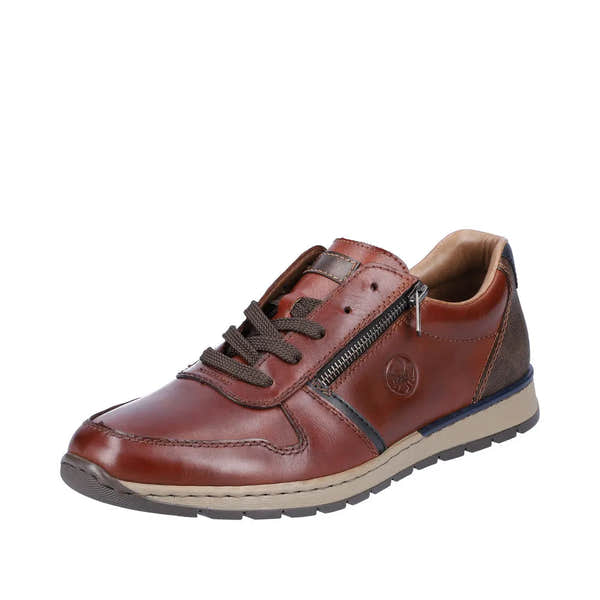Rieker B2112-25 Mens Brown Leather Zip & Lace Shoes-elevate your sole