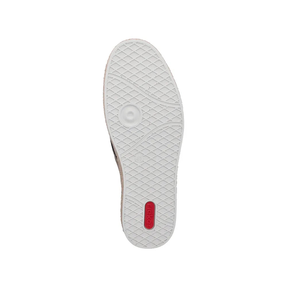Rieker B2648-64 men's wide beige textile lace-up shoes with rubber sole and textured tread pattern.