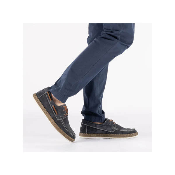 Rieker B5220-14 men's wide fit kobalt blue suede lace-up shoes with rubber soles, stylish and comfortable footwear.