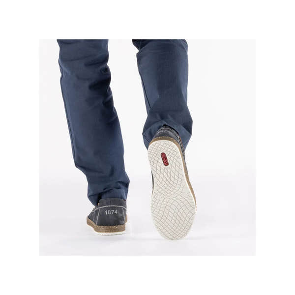 Rieker B5220-14 men's wide cobalt blue suede lace-up shoes, rear view showing sole and stitching detail.