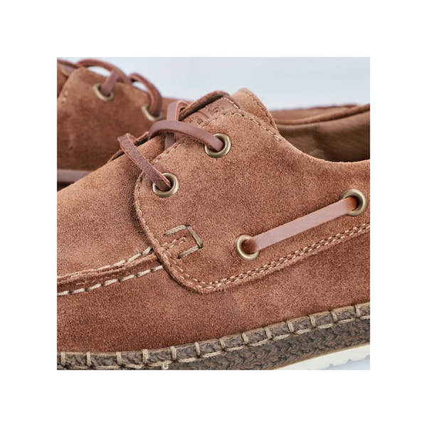Rieker B5220-22 men's wide fit brown suede lace-up shoes with stitched detailing and sturdy textured sole.