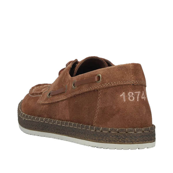 Rieker B5220-22 men's wide fit brown suede lace-up shoes with stitching detail and "1874" embroidery on the heel.