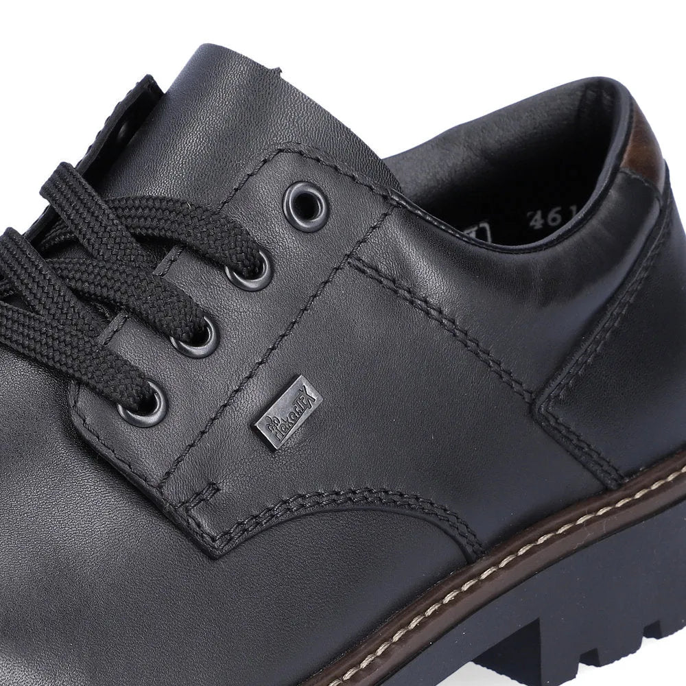 Rieker F4611-00 Mens Black Leather Water Resistant Lace Up Shoes-elevate your sole