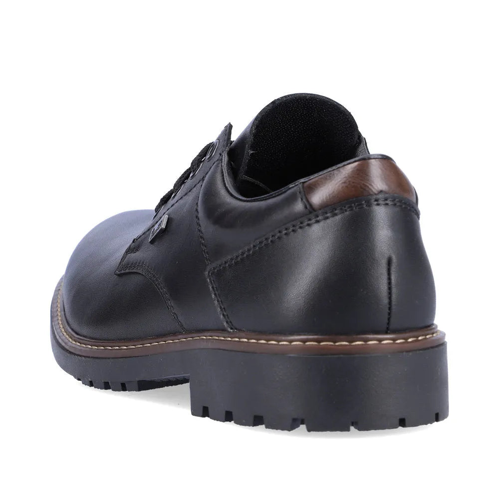 Rieker F4611-00 Mens Black Leather Water Resistant Lace Up Shoes-elevate your sole