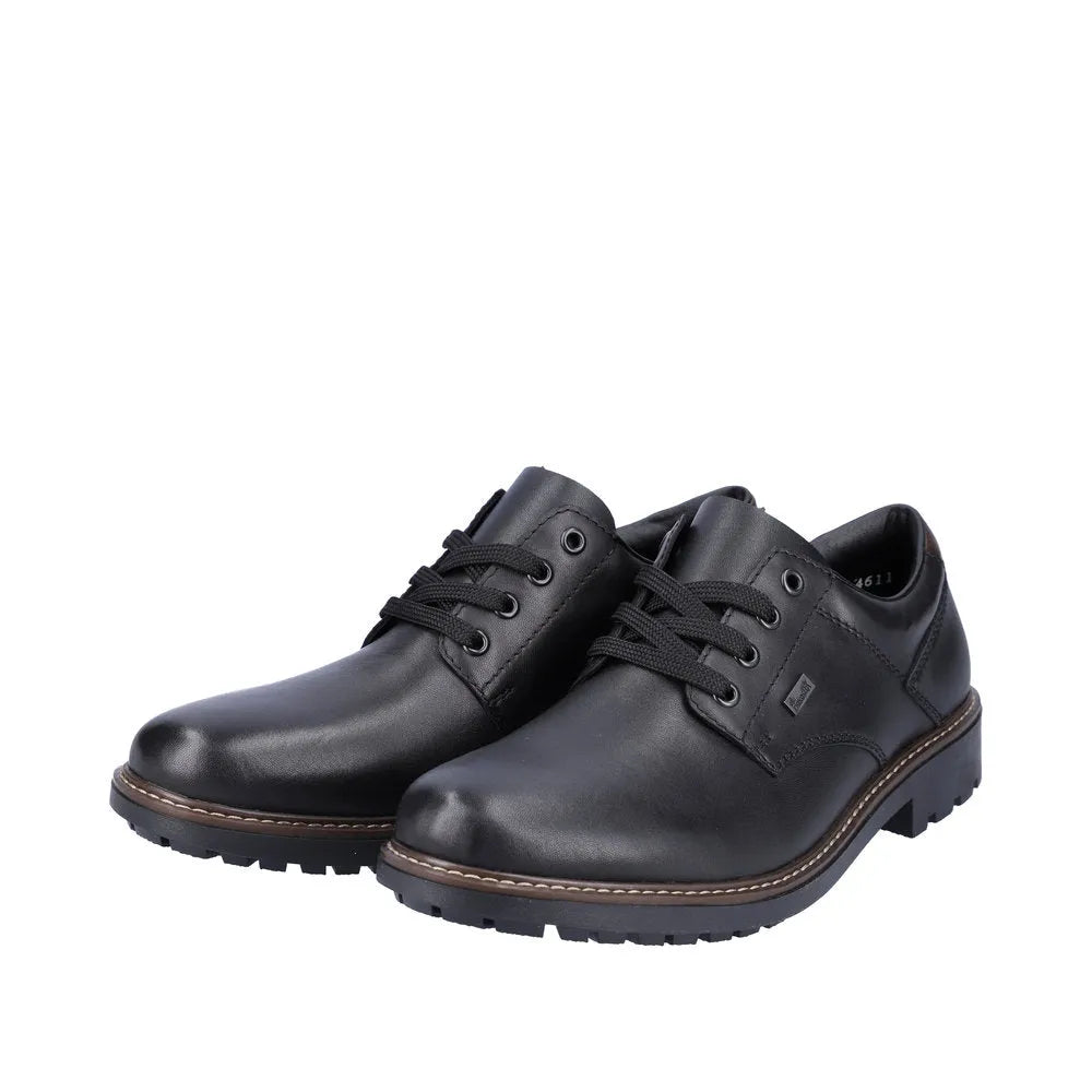 Rieker F4611-00 Mens Black Leather Water Resistant Lace Up Shoes-elevate your sole