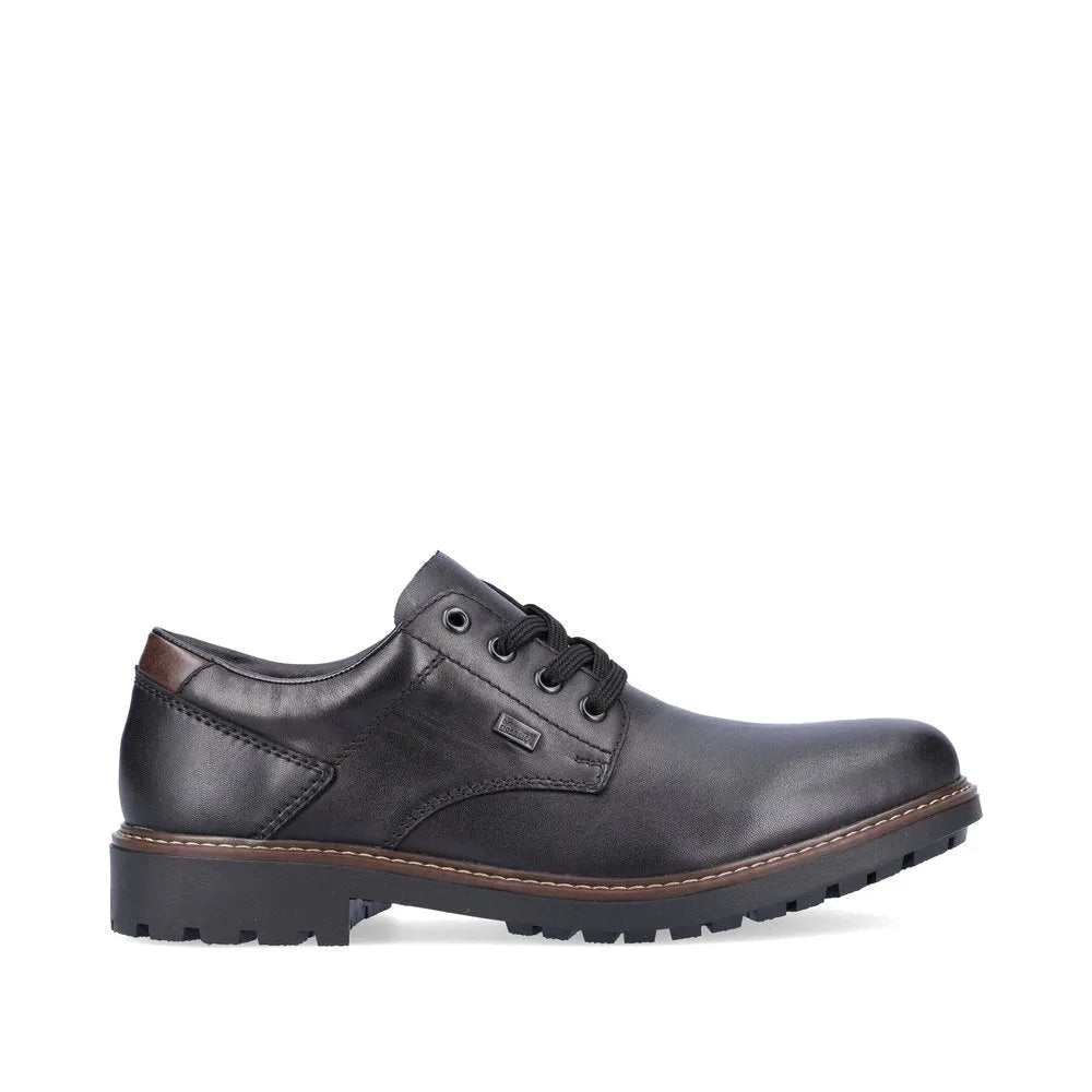 Rieker F4611-00 Mens Black Leather Water Resistant Lace Up Shoes-elevate your sole