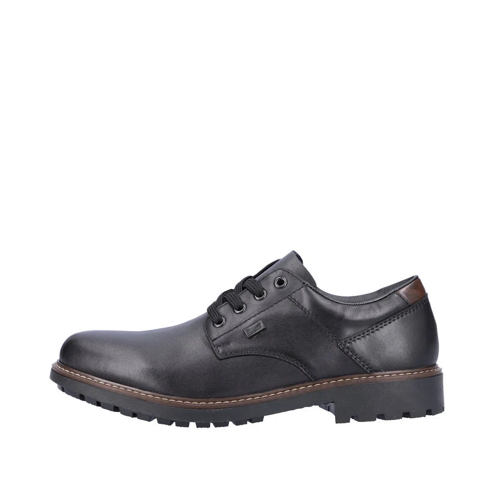 Rieker F4611-00 Mens Black Leather Water Resistant Lace Up Shoes-elevate your sole