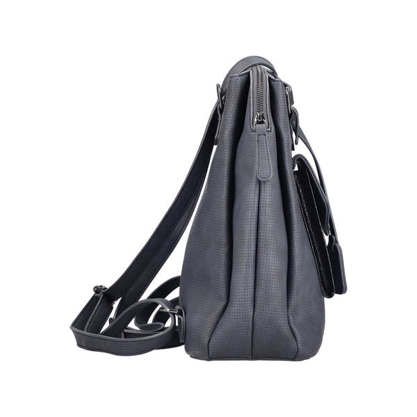 Rieker H1036-14 navy and black backpack with zippered compartments and adjustable straps.